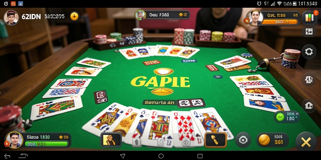 Screenshot utama dari gameplay Gaple 62IDN yang menarik.