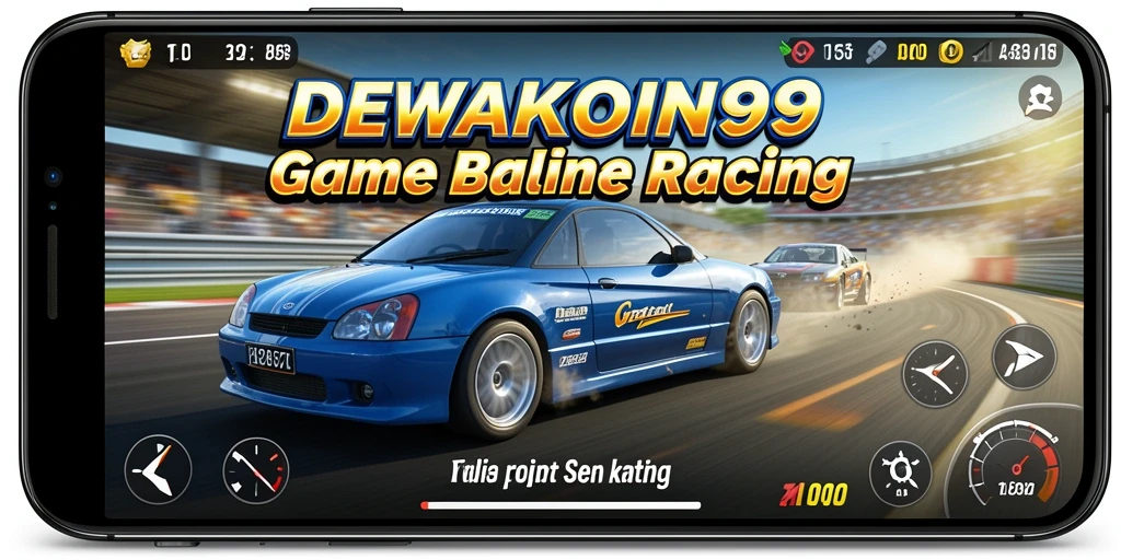 Tampilan gameplay seru dalam DEWAKOIN99 menampilkan balapan yang intens dan menegangkan.