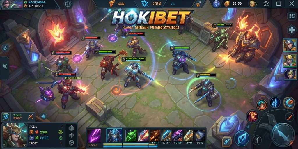 Screenshot HOKIBET menampilkan aksi intens di arena MOBA.
