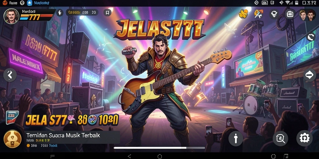 Tampilan screenshot utama JELAS777 dengan gameplay musik yang seru.