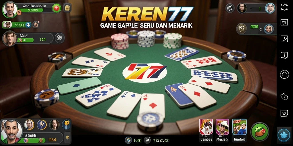 Tampilan gameplay KEREN77 dengan suasana bermain Gaple yang seru.