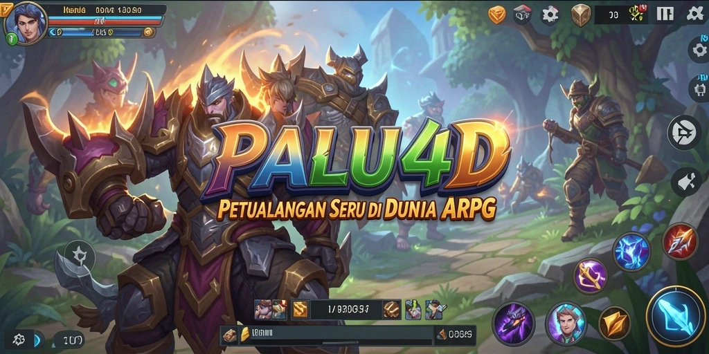 Tangkapan layar utama PALU4D menampilkan aksi bertarung seru di dunia fantasi.