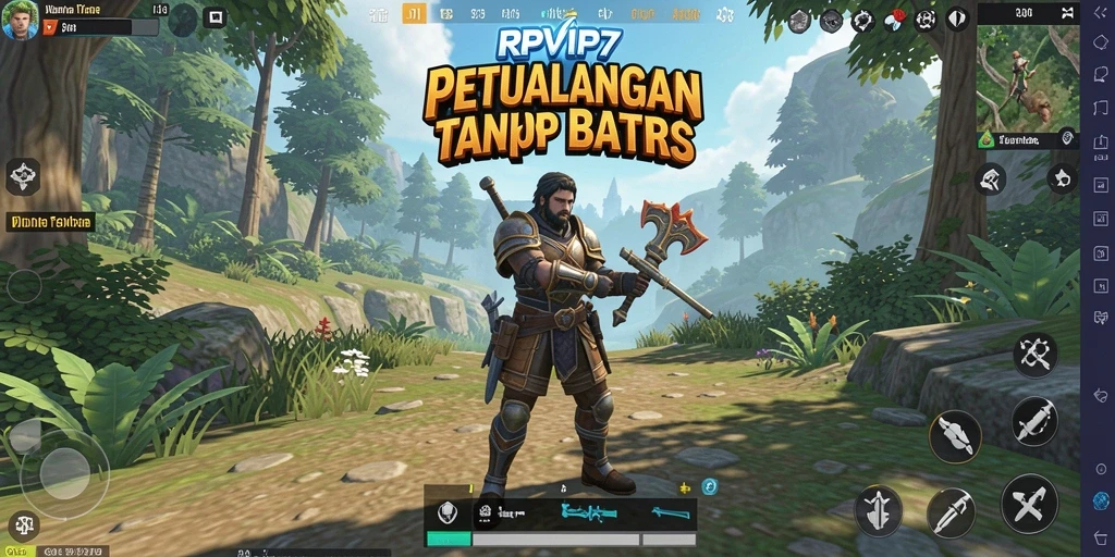 Tangkapan layar utama RPVIP7 menampilkan gameplay menakjubkan melintasi dunia terbuka.