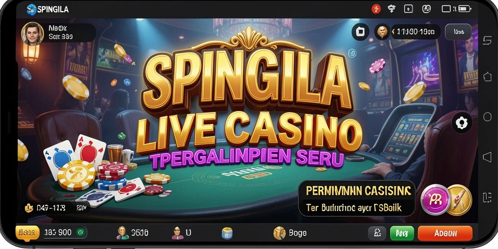 Screenshot SPINGILA menunjukkan dealer langsung dan permainan seru.