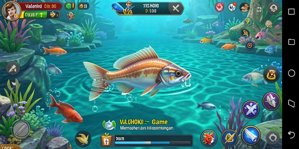 Gameplay seru VALOHOKI saat menangkap ikan besar.